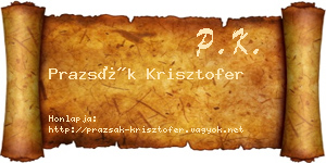 Prazsák Krisztofer névjegykártya